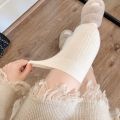 Wool Socks Woman Autumn/Winter Solid Color Thigh High Medias Lolita Thick Warm Stockings Black White Female Long Leg Socks.