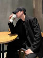 Menswear Classic Blazer Mens Casual Lightweight Jacket Autumn Korean Style Black Coat Fashion High Street Single-breasted Blazer.