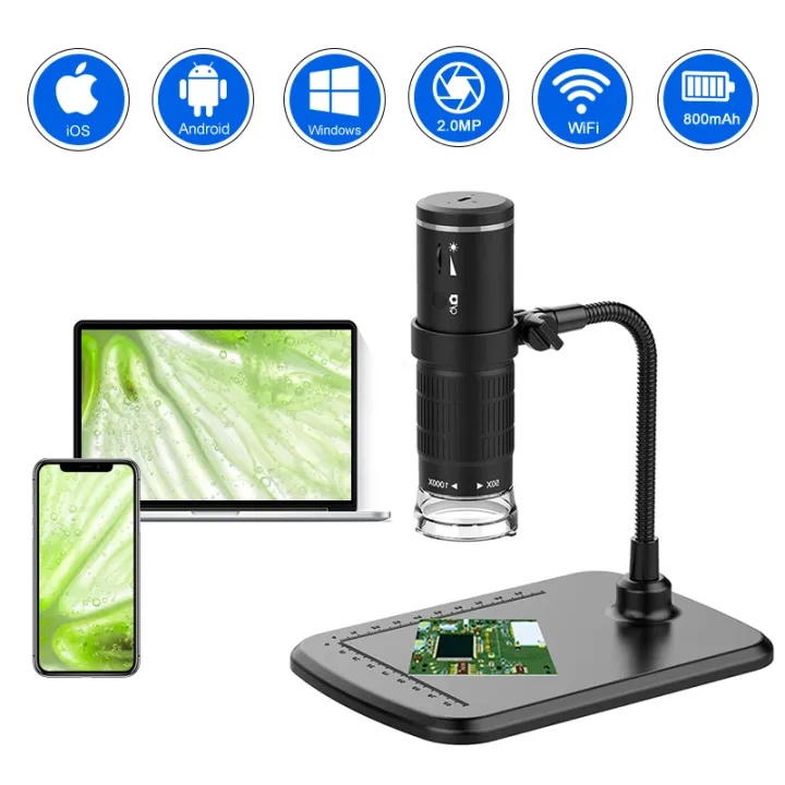 Handheld A4 Microscope Wireless Digital Microscope 50X-1000X Magnification Portable Handheld ...