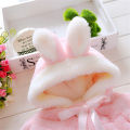 Girls' Sweater Shawl Autumn Hooded Cartoon Solid Color Plush Short Sleeve Coat. 