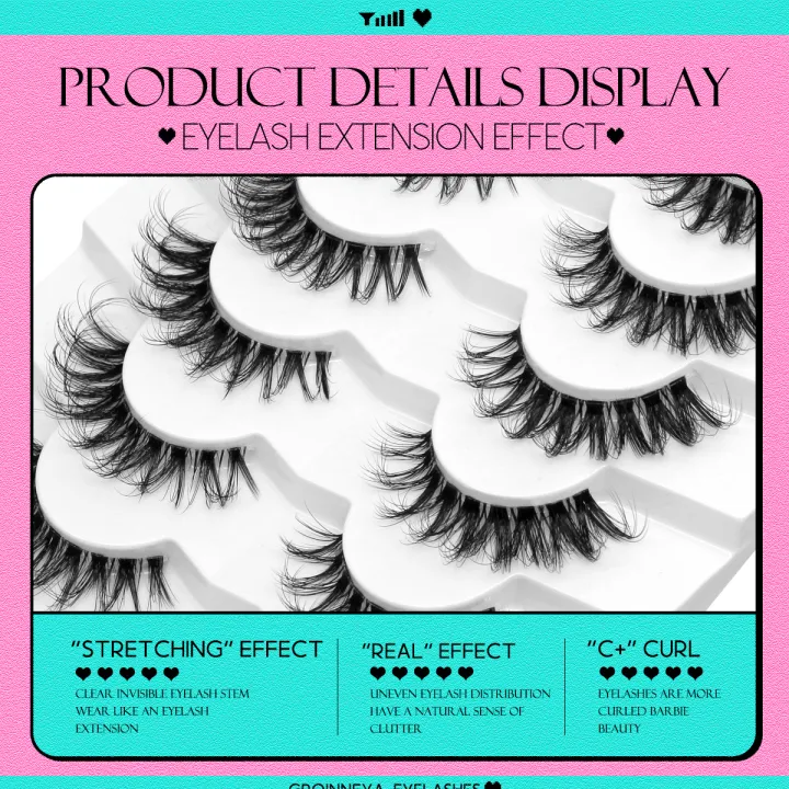 GROINNEYA%20Lashes%205/7%20Pairs%20Wispy%20Mink%20Lashes%20Invisible%20Band%20Eyeashes%20Look%20Like%20Extensions%20Strip%20Lashes%20Natural%20Look%20Soft%20Fluffy%20-%20Image%207