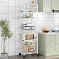 Floor-Standing Microwave Storage Rack Multi Layer Shelf Kitchen With Pulley Trolley Punch-Free Easy To Assemble Kitchen Storage. 
