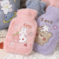 Cartoon Plush Rabbit Bear Hot Water Bottle Water Filling Velvet Small Portable Student Hand Warmer Cute Warm Water Bag.
