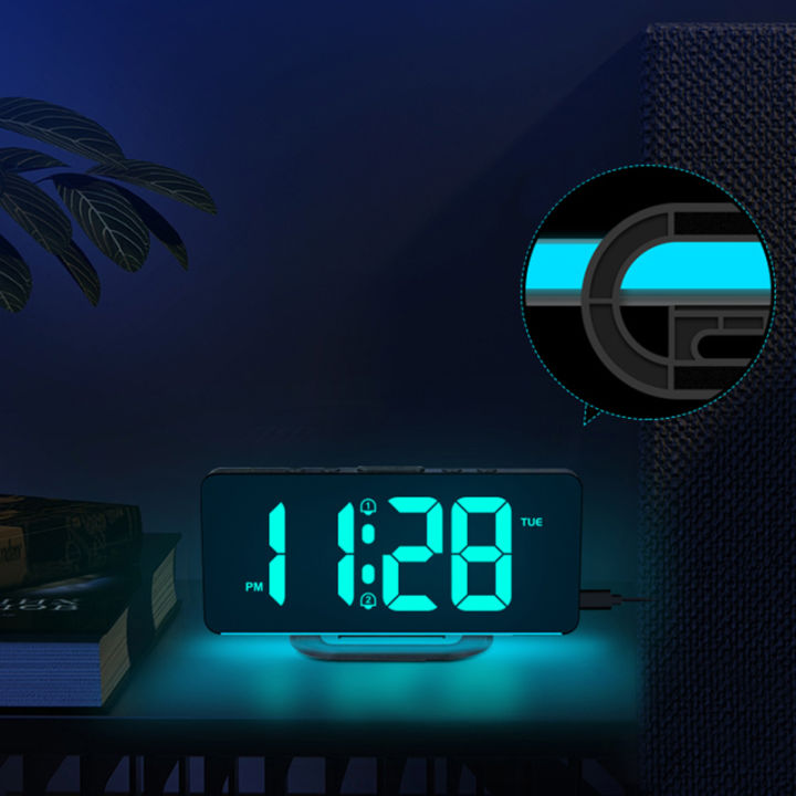 Digital%20Alarm%20Clock%20Desk/Wall%20Dimmable%20Electronic%20Clock%20with%20RGB%20Atmosphere%20Night%20Light%20%20Rainbow%20Time%20USB%20Charger%20Week%20Display%20-%20Image%204