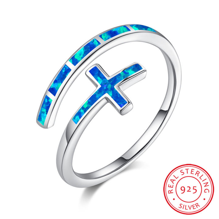 Classic%20Cross%20Blue%20Fire%20Opal%20Opening%20Rings%20For%20Women%20Real%20925%20Sterling%20Silver%20Wedding%20Band%20Jewelry%20-%20Image%205