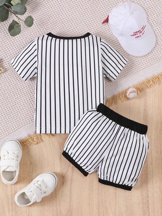 JOPGEEY%20Summer%20Baby%20Boy%20Casual%20Letter%20Baseball%20Printed%20Top%20and%20Striped%20Shorts%20Sports%20Suit%20-%20Image%202