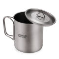 Lixada Ultralight Titanium Cup Water Cup Mug with Foldable Handle Outdoor Portable Camping Picnic 300ml / 350ml / 550ml / 650ml. 