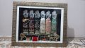 Small Home Azakhana Frame 6 Alams Panjetan & Mola Abbas AS / Fabric Velvet Work Cora & High Quailty Frame With Light / Size 24x18 Inch. 