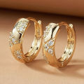 Chic Golden Color Hoop Earrings Female Exquisite Shiny Cubic Zirconia Ear Accessories Low-key Daily Wearable Party Jewelry. 