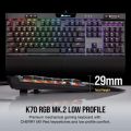 CORSAIR - K70 RGB MK.2 LOW PROFILE RAPID-FIRE Full-size Wired Mechanical Cherry MX LOW PROFILE Speed Switch Gaming Keyboard - Black. 