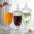 Glass Beverage Dispenser, 3L Large Glass Juice Jug, Glass Drinking Cup, Fruit Juice Container With Lid, With Leak-Proof Faucet, Can Be Used For Pool Party And Social Events E. 