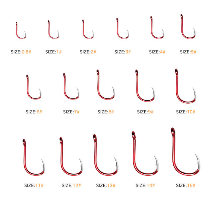 ZYZHE%208-35Pcs/Bag%20Red%20Fishing%20Hooks%2016%20Sizes%20%20Triangular%20Hook%20Tip%20Offset%20Barbed%20Sea%20Fishhook%20Circle%20Fishing%20Hooks%20Tackle%20-%20Image%203