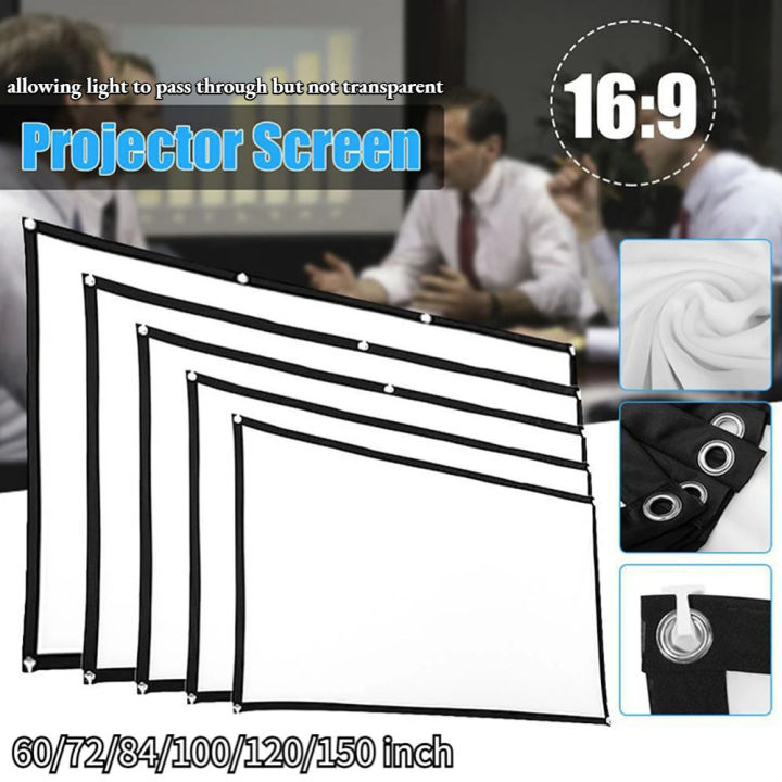 7 Inch Projector Screen 60/72/84/100/120/150 Inch Projector Screen 16:9 Home Cinema Theater ...