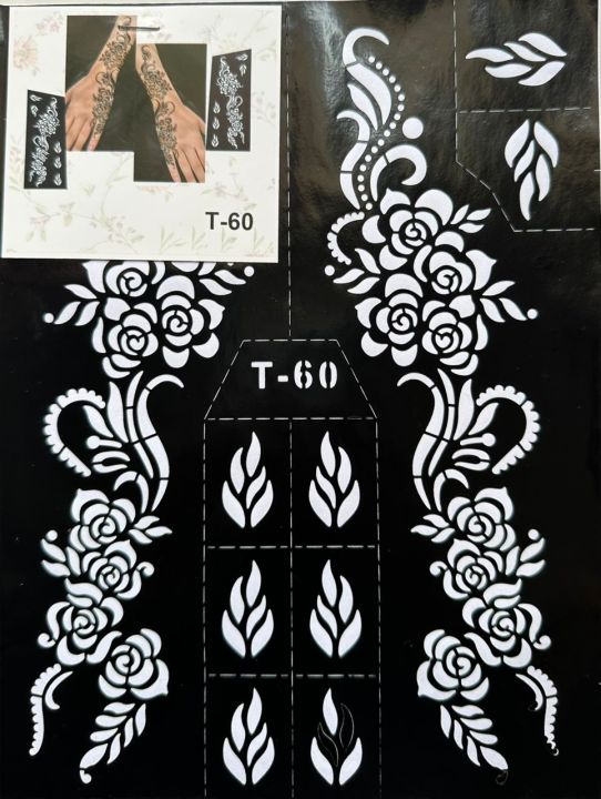 semi bridal Arabian henna sticker tattoo stencils for Eid
