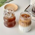 2/4/6PCS INS Glass Cup Heat-resistant Tumbler Drinkware Transparent Tea Juice Milk Coffee Mug Home Water Glasses Stripe Beer Mug. 