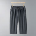 Men's Ice Silk Seven-Quarter Pants 2025 Summer Thin Riding Breeches Loose-Fit Quick-Drying Casual Solid Sports Mid-Waist Shorts. 