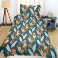Semi Cotton bedsheet with pillow cover- Tropical Floral Summer Flamingo Palms Flower Leaves Design. 