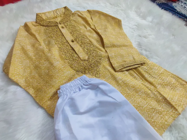 boys%20styles%20pajai%20soft%20katan%20panjabi%20gold%20colour%202025%20panjabi%20-%20Image%204
