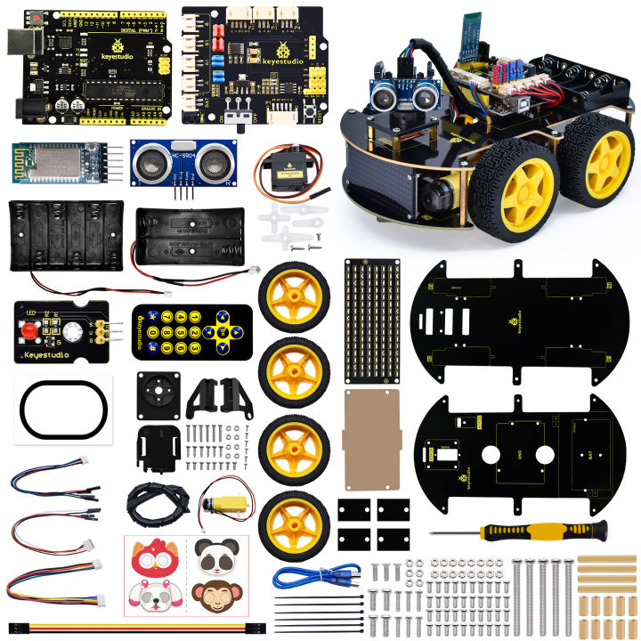 Keyestudio%204WD%20Multi%20BT%20Robot%20Car%20Kit%20V2.0%20W/LED%20Display%20For%20Arduino%20Robot%20Kit%20DIY%20Electronic%20Kit/Programming%20Car%20Kit%20-%20Image%203
