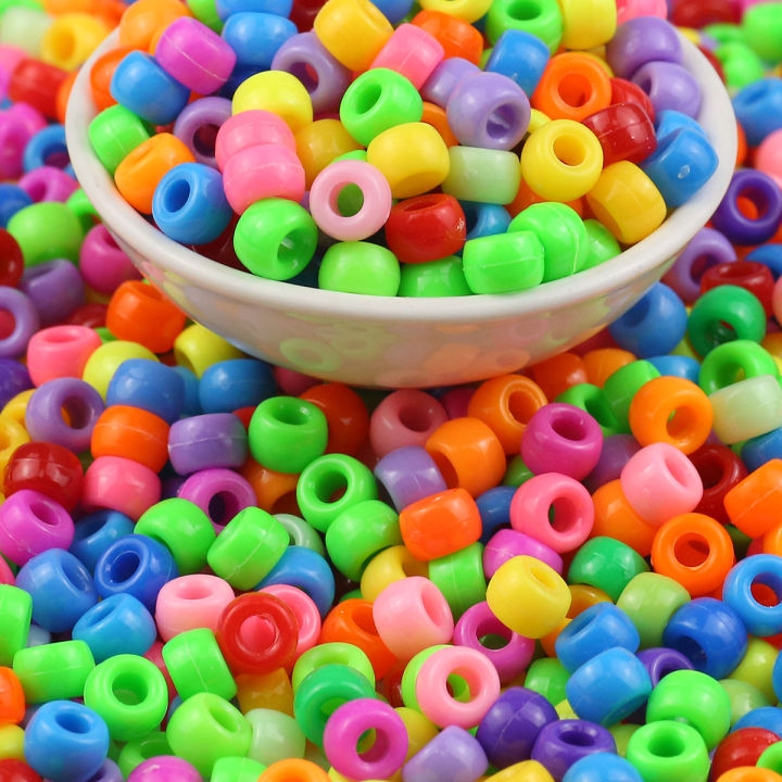 100/400pcs%206x9mm%20Solid%20Color%20Large%20Hole%20Pony%20Beads%20DIY%20Jewelry%20Making%20For%20Friendship%20Bracelets%20&%20Hair%20Braids%20Craft%20Supplies%20-%20Image%202