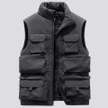 Men's New Keep Warm Fleece Work Sleeveless Jacket Slim Fit Windbreaker Fashion Many Pocket Jacket Men Winter Sleeveless Jackets.