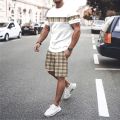 Summer Vocation Men's Tshirt Set 3D Print Solid Color Men Round Neck T-Shirt Shorts Two Piece Set Casual Man Suits Clothing. 