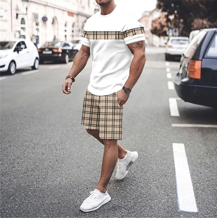 Summer%20Vocation%20Men's%20Tshirt%20Set%203D%20Print%20Solid%20Color%20Men%20Round%20Neck%20T-Shirt%20Shorts%20Two%20Piece%20Set%20Casual%20Man%20Suits%20Clothing%20-%20Image%202