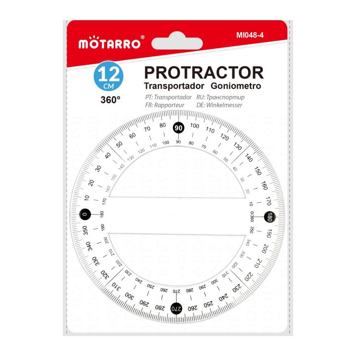 MOTARRO 360 Degree Pointer Protractor Circular 12.5cm Transparent Plastic Ruler for School Office Drafting Supplies Protractor
