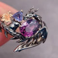 Game Love and Deepspace Sylus Cosplay Ring Adjustable Alloy Finger Rings Flower Decoration. 