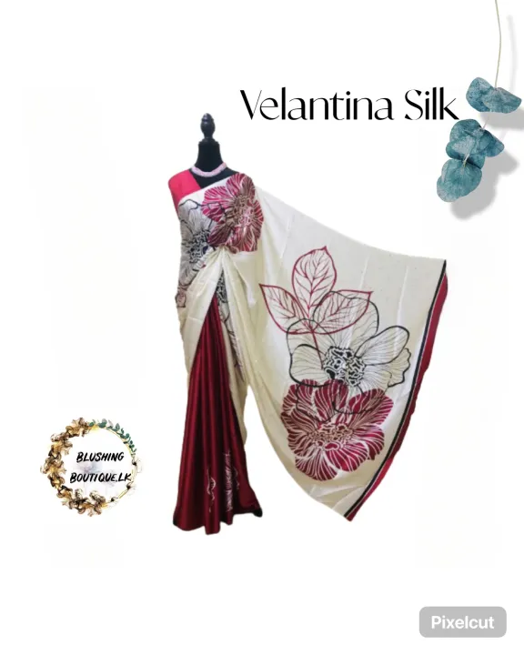Velantina silk digital floral Rose Red
