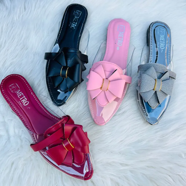 Metro%20Transparent%20New%20Luxury%20Fashion%20Trendy%20Women%20Red%20Bow%20Pointed%20Toe%20Flat%20Slip-On%20Sandals%20%E2%80%93%20Stylish%20Ladies%20Fashion%20Shoes%20-%20Image%202