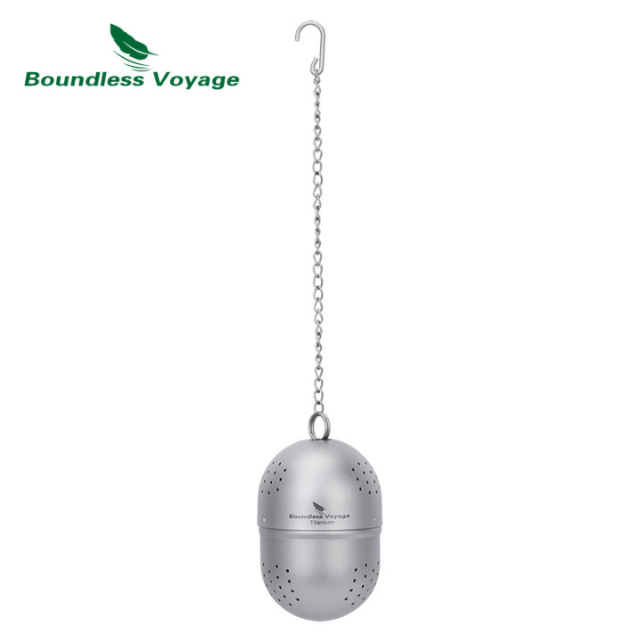 Boundless Voyage Titanium Tea Strainer Infusers Tea Ball with Extended Chain & Hook for Loose Tea, Herbs Ti/3207A