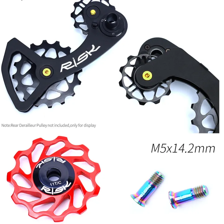 RISK%202pcs/bag%20Road%20Mountain%20Bike%20Bicycle%20M5*14.2mm%20Shift%20Rear%20Derailleur%20Pulley%20Jockey%20Wheel%20Fixing%20Bolts%20Screws%20Titanium%20Alloy%20-%20Image%203