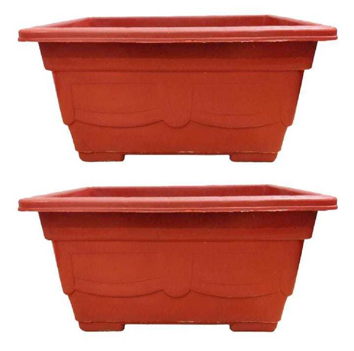 Plastic Bedrose kyari Pot Pack of 2 For Home Gardening Height 5.5 inches Length 11 Width 8.25 - Red