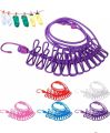 Cloth Drying Rope with Hooks Elastic Cloth Hanging Rope for Cloth Drying with 12 Clips Cloth Rope for Drying Clothes for Travel Home Outdoor Kapde Sukhane ki Rassi Wire - Multicolor. 