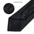 Solid Black Plaid Men's 8cm Polyester Neck Tie Handkerchief Cufflinks Set with Gift Box Tie Clip Birthday Anniversary Gift. 