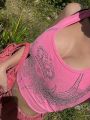 Dulzura Women Fashion Y2K Streetwear Party Club Pink Crop Tank Tops Camis 2024 Autumn Clothes Wholesale Items For Business T3211. 