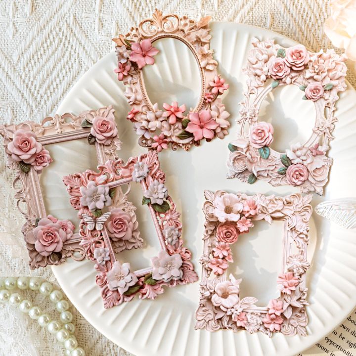 10 Pcs Floral Embossed Photo Frame Floral Vintage Hollow Frame for DIY ...