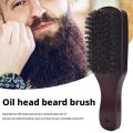 Men Beard Brush Wood Handle Boar Bristle Moustache Cleaning Brush Hairdressing Anti Static Barber Hair Styling Comb Tool. 