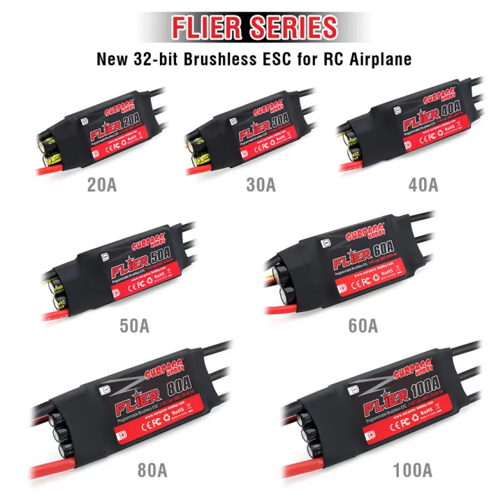 SURPASS%20HOBBY%20Flier%2020A%2030A%2040A%2050A%2060A%2080A%20100A%20Brushless%20ESC%20Speed%20Controller%20with%20BEC%202-6S%20for%20RC%20Airplanes%20Helicopter%20-%20Image%202