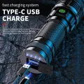 100000 Lumen Super Bright Spotlight Long Range LED Flashlight Built-in Battery  USB Charging Waterproof Portable Camping Torch. 