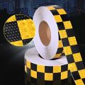 PVC Reflective Sticker Square Grid Checkered Pattern Reflector Tape Fluorescent Reflect Film for Truck Car Road. 