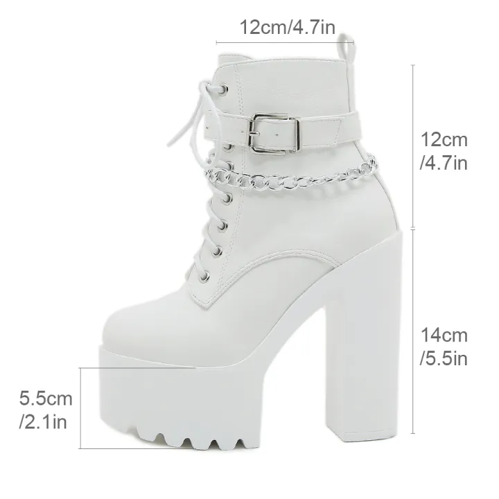 Gdgydh%20Women's%20Chain%20Decor%20Block%20Heeled%20Boots%20Fashion%20Lace%20Up%20Side%20Zipper%20Platform%20Boots%20Stylish%20Ankle%20Boots%20High%20Heels%20-%20Image%205