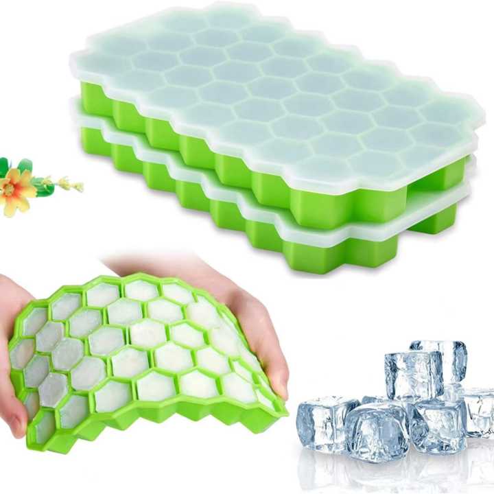 Food Grade Compartment Silicone Ice Cube Tray with Lid Silicone Molds Ice Cube Maker Popsicle Mould Home Kitchen Gadgets