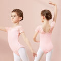 Girls Ballet Leotard Short Sleeve Dance Wear with Embroidery, Kids Dance Practice Gymnastics Outfit.