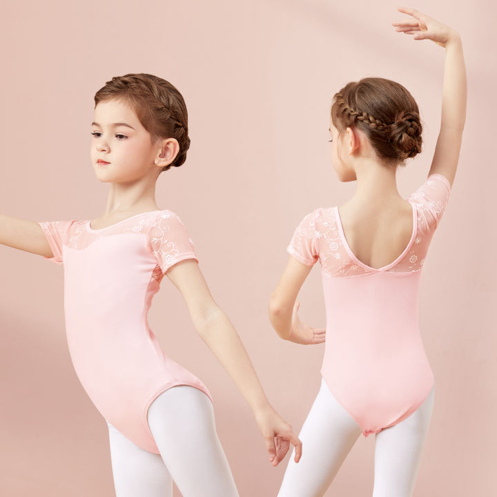 Girls%20Ballet%20Leotard%20Short%20Sleeve%20Dance%20Wear%20with%20Embroidery,%20Kids%20Dance%20Practice%20Gymnastics%20Outfit%20-%20Image%202