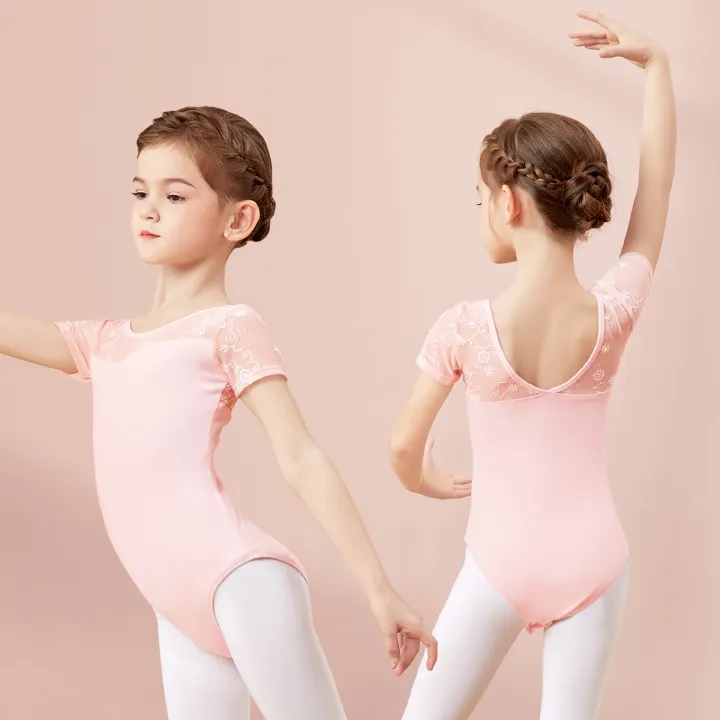Girls%20Ballet%20Leotard%20Short%20Sleeve%20Dance%20Wear%20with%20Embroidery,%20Kids%20Dance%20Practice%20Gymnastics%20Outfit%20-%20Image%202