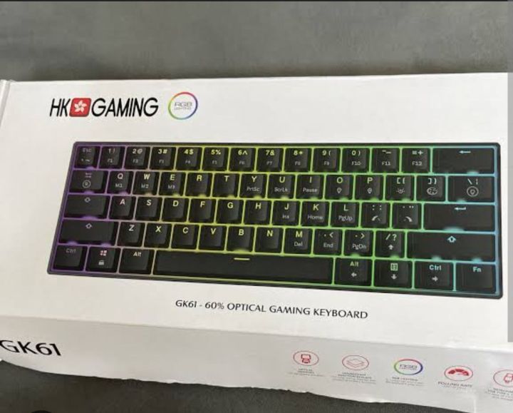 HK GAMING GK61 Mechanical Gaming Keyboard - 61 Keys Multi Color RGB Illuminated LED Backlit Wired Programmable for PC/Mac Gamer Tactile (Gateron Optical Brown)