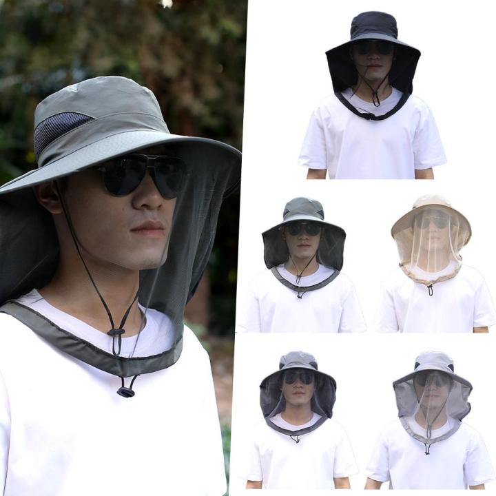 Foldable Mosquito Hat With Hidden Net Mesh Repellent Insect Bee Protection Casual Outdoor Sunscreen Fishing Cap Panama Hat