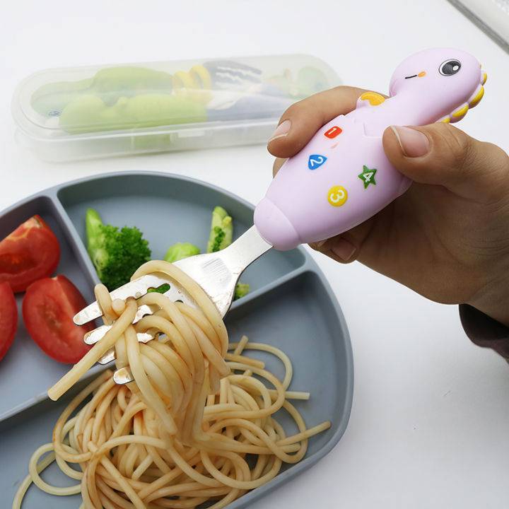 Dinosaur%20Style%20Children%20Practice%20Chopsticks,%20Baby%20Spoon/Fork%20Cutlery%20Storage%20Box%20Set,%20Suitable%20For%203-6%20Years%20Old%20Eating%20Utensils%20-%20Image%203